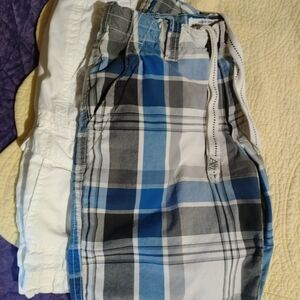 Aeropostale Blue and White Plaid Cargo Shorts